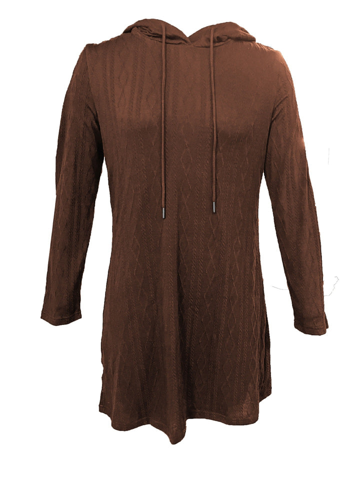 Damen Kapuzenkleid mit strukturiertem Strickmuster und lässigem Schnitt Drune