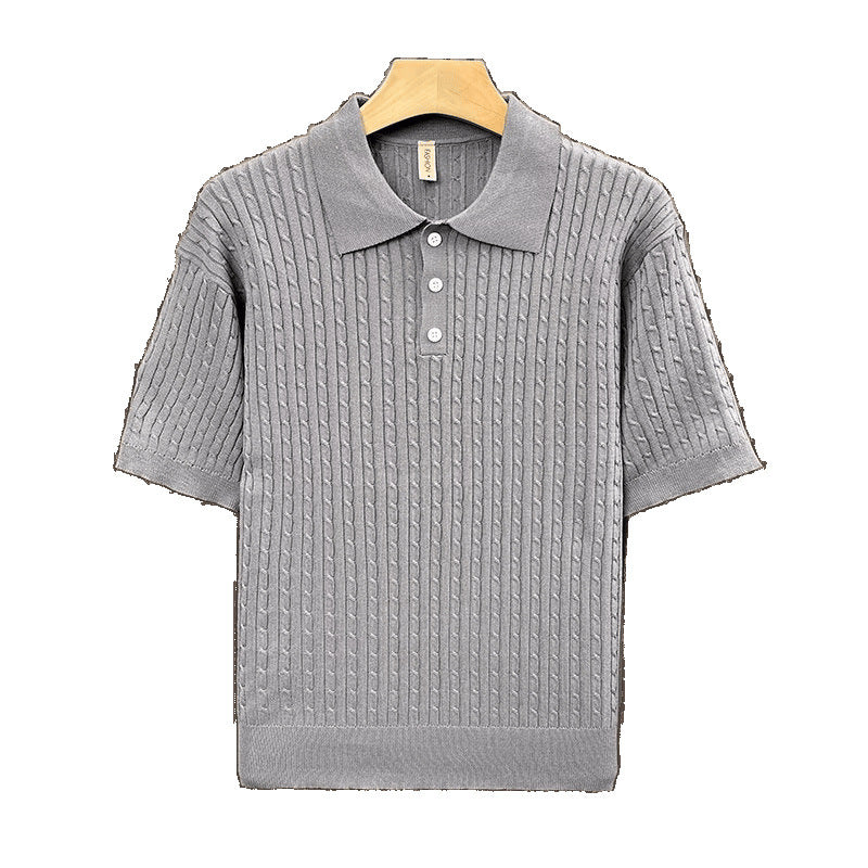 Herren Modisches Strick-Polohemd mit strukturiertem Design Drune