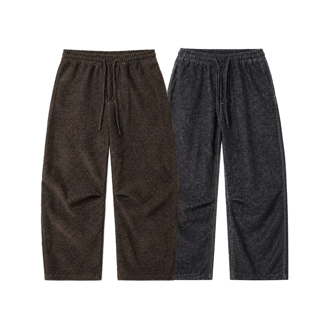 Damen Locker geschnittene Cropped-Hose mit hohem elastischem Bund und Kordelzug aus strukturierter Leinenmischung Drune