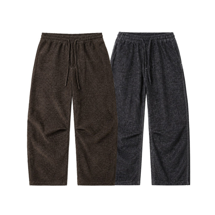 Damen Locker geschnittene Cropped-Hose mit hohem elastischem Bund und Kordelzug aus strukturierter Leinenmischung Drune