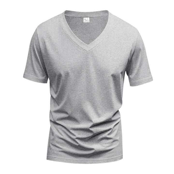 Herren nan V-Ausschnitt-T-Shirt aus Stretchbaumwolle mit ergonomischem Schulterschnitt und flachem Saum Drune