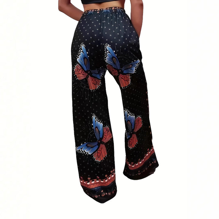 Damen Plissee-Hose mit floralem Muster und elastischem Bund Drune