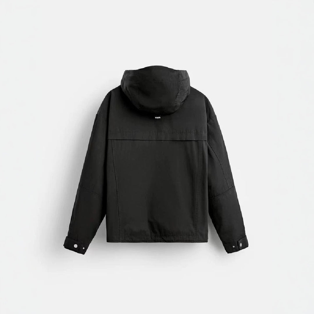 Herren Kurz geschnittene Kapuzen‑Blousonjacke mit aufgesetzten Pattentaschen und Zwei‑Wege‑Reißverschluss Drune