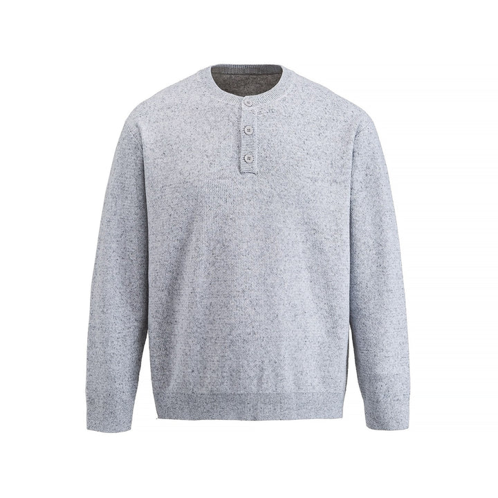 Herren Strukturierter Henley‑Strickpullover mit Dreifach‑Knopfleiste Drune