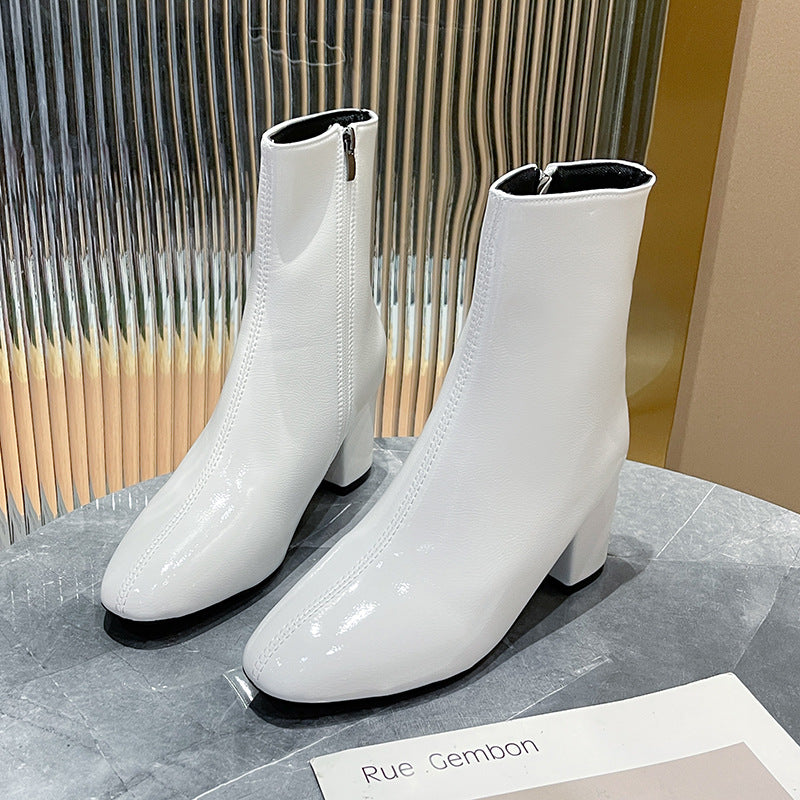 Damen Ankle Boots mit elegantem Blockabsatz und modischem Reißverschluss Drune