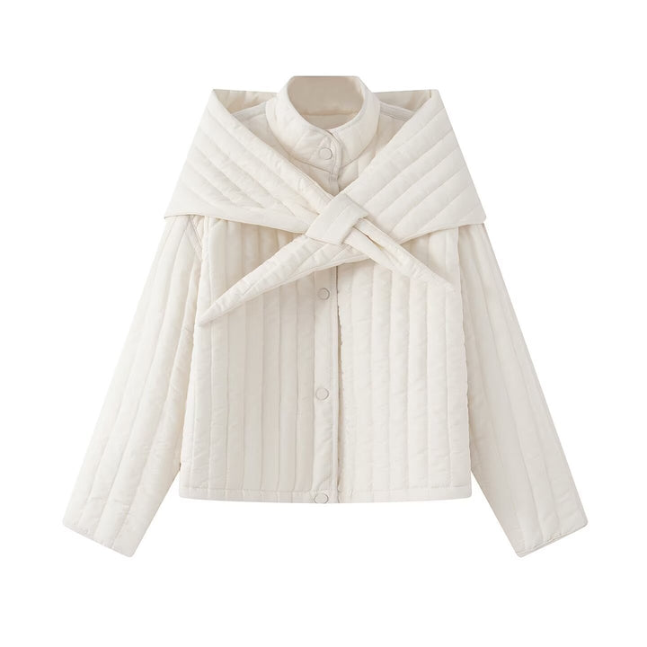 Damen Steppjacke mit übergroßem Wickelkragen und Druckknopf-Leiste Drune