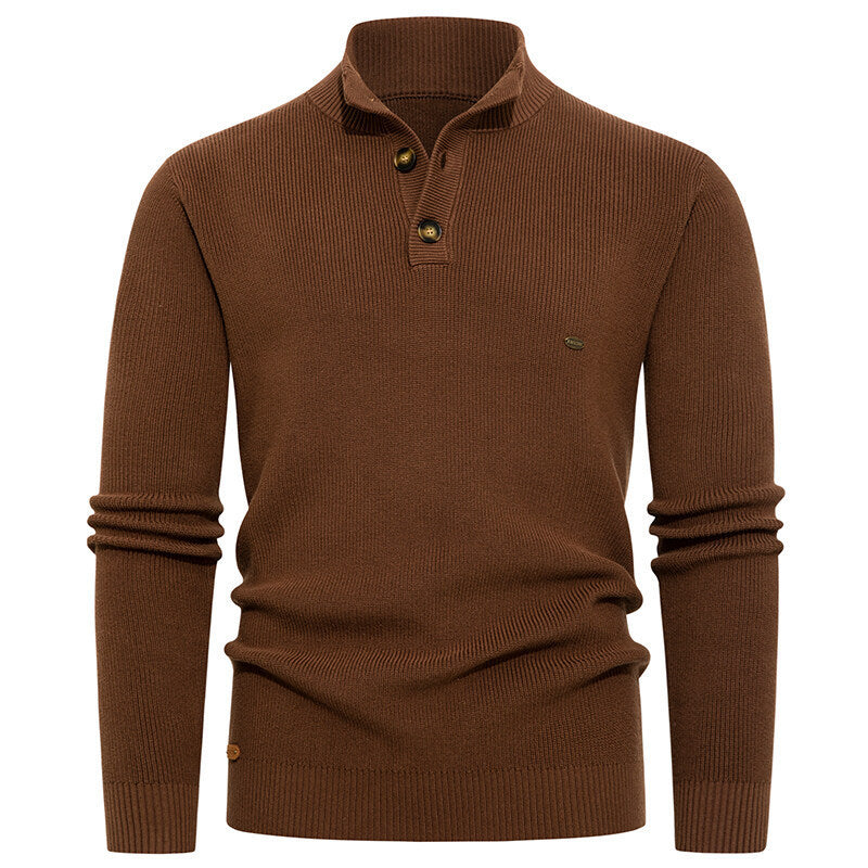 Herren Strickpullover mit Knopfdetails und modernem Stehkragen Drune