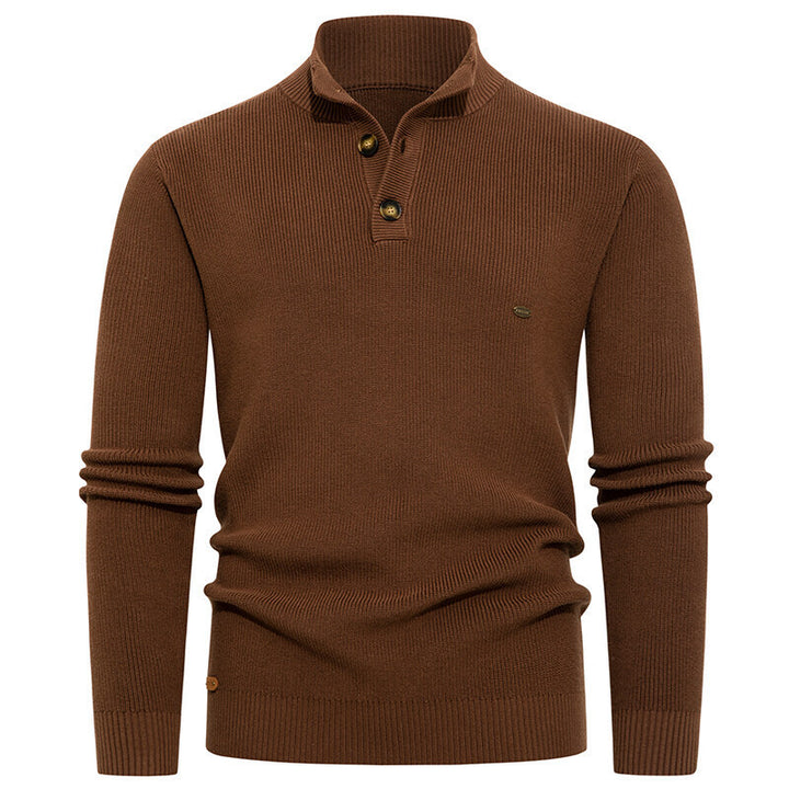 Herren Strickpullover mit Knopfdetails und modernem Stehkragen Drune