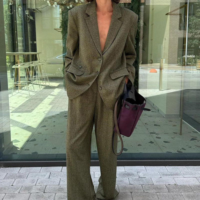 Damen Elegante Blazerjacke mit feiner Struktur und klassischen Details Drune