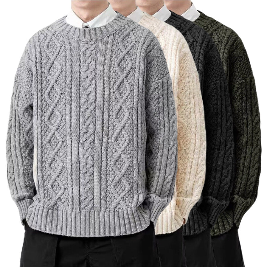 Herren Grobstrickpullover mit Zopfmuster Drune