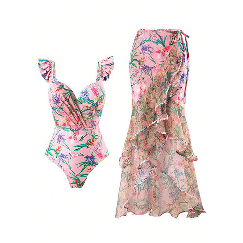 Damen Bademode mit elegantem Wickelrock und floralem Design Drune