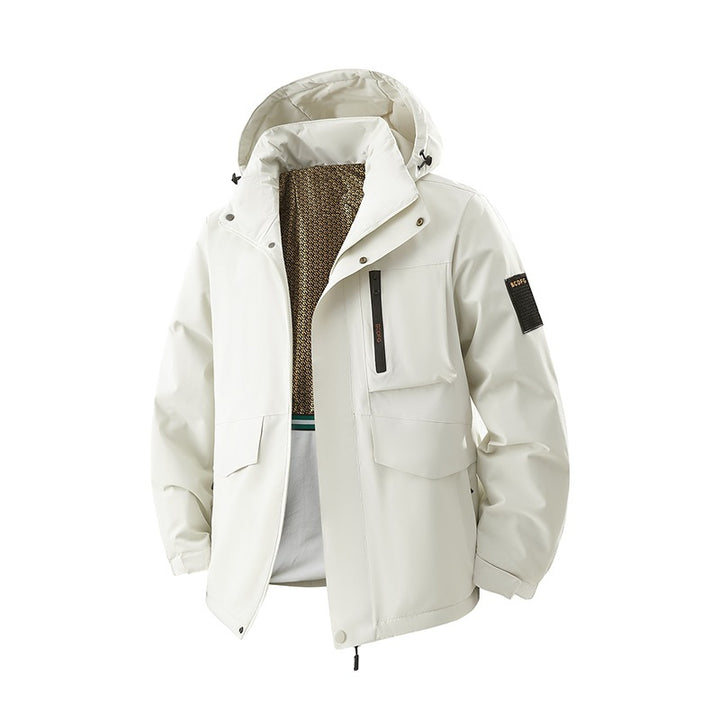 Herren Wasserdichte Outdoor-Multifunktionsjacke mit Kapuze & Fleece-Innenfutter Drune