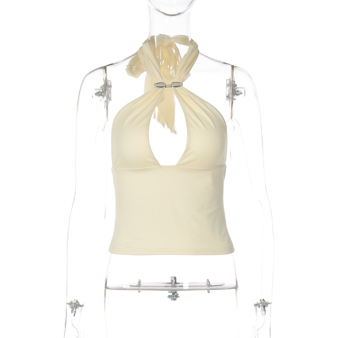 Damen Top mit raffiniertem Halterneck-Design und eleganter Schnalle Drune