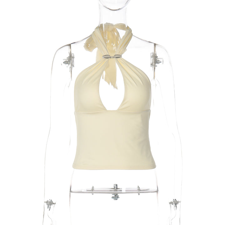 Damen Top mit raffiniertem Halterneck-Design und eleganter Schnalle Drune