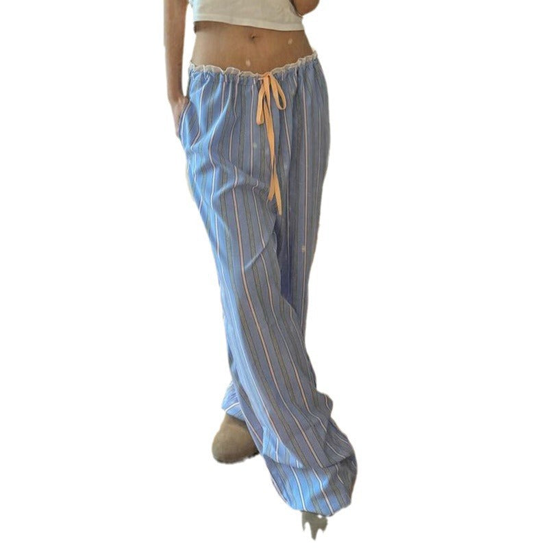 Damen lockere Schlafhose mit eleganten Streifen Drune