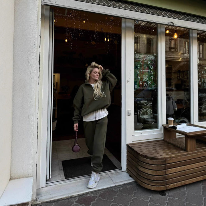 Damen Lässiger Oversized Hoodie und Jogginghose Set Drune