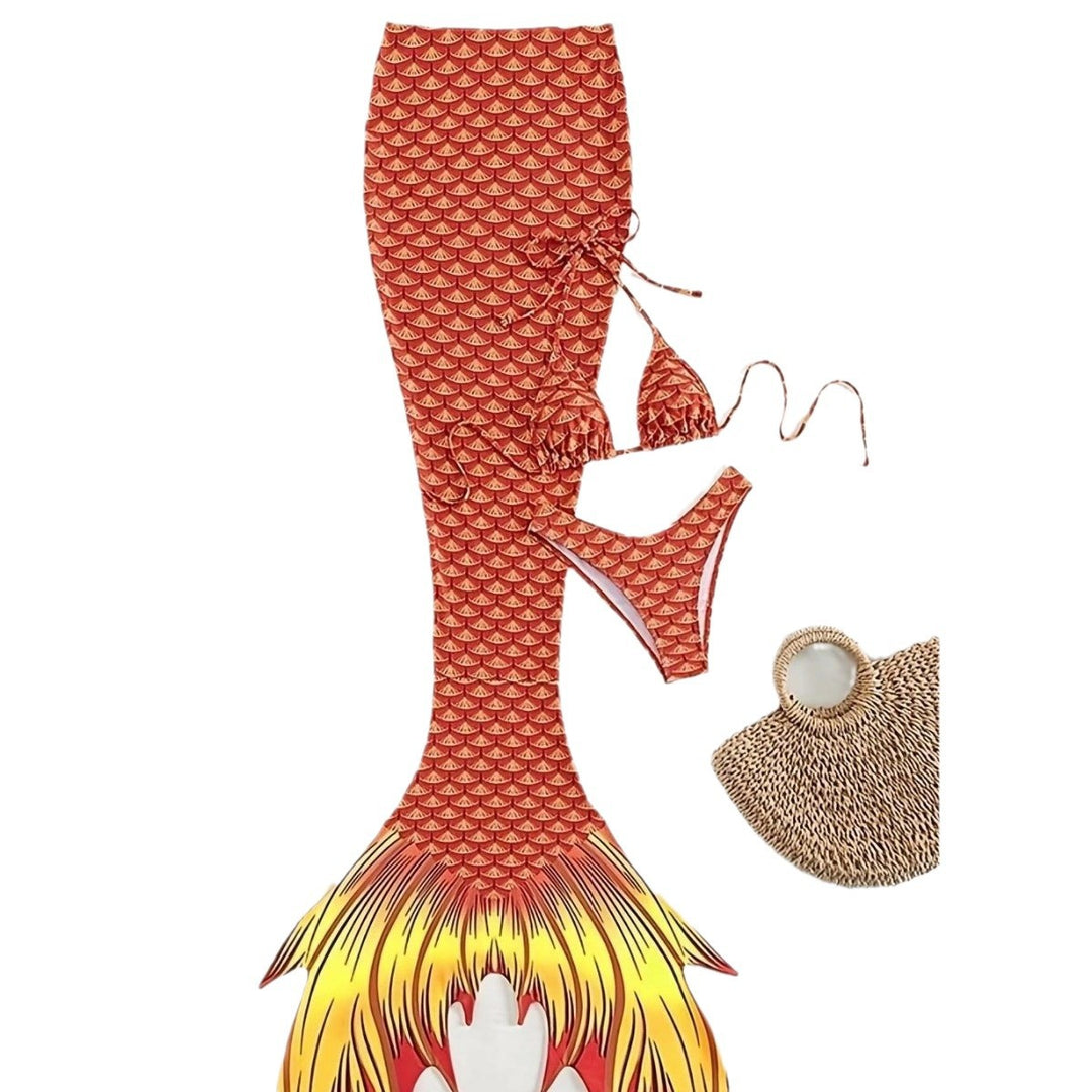 Damen Meerjungfrauen-Bikini mit schimmerndem Schwanzfisch-Muster Drune