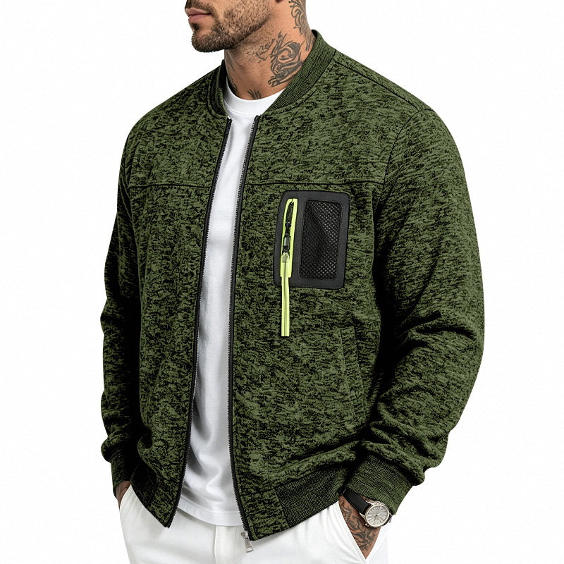 Herren Strick-Bomberjacke mit funktionaler Brusttasche und Reißverschluss Drune