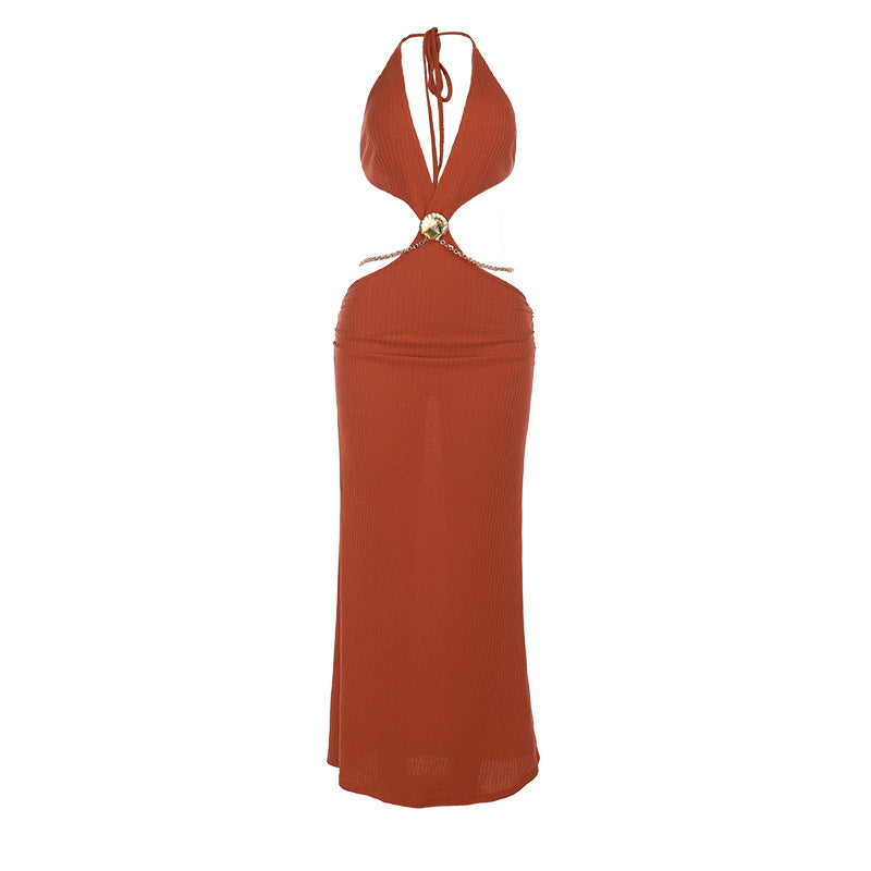 Damen Elegantes Langmaxikleid mit tiefem V-Ausschnitt und raffinierten Cut-Out-Details Drune