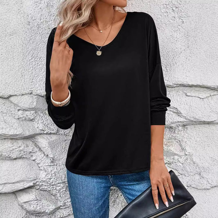Damen Langarm T-Shirt mit dekorativem Häkelrücken Drune