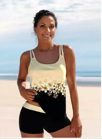 Damen Sportliches Tankini-Set mit bequemem Shorts und verstellbaren Trägern Drune