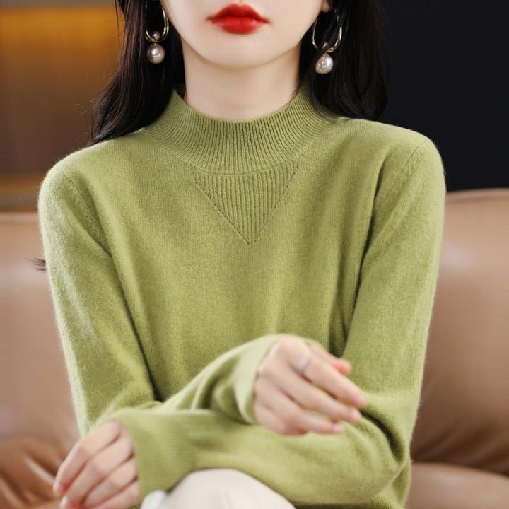 Damen feiner Pullover mit hohem Kragen und eleganten Details Drune