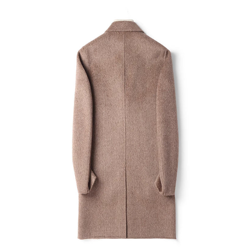 Herren Strukturierter Longcoat aus Wollmix mit fallendem Revers und Ein-Knopf-Verschluss Drune