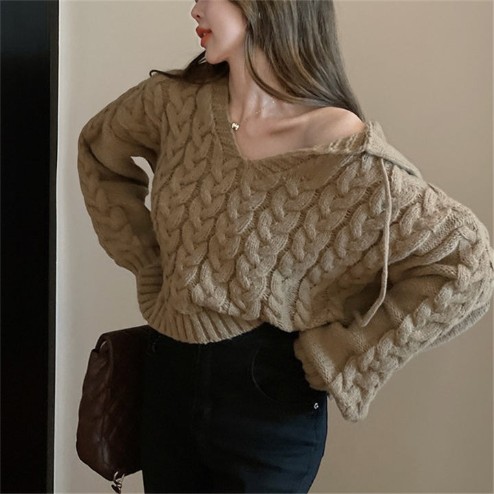 Damen Kuscheliger Strickponcho mit Zopfmuster Drune