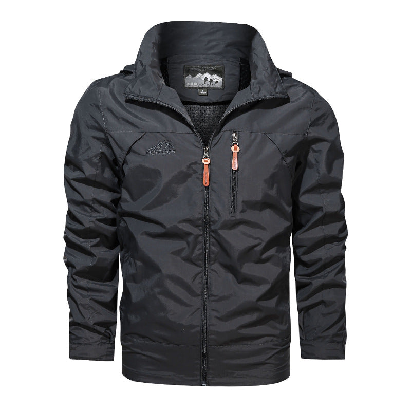 Herren nan leichte wasserabweisende Softshell Outdoorjacke mit Kapuze Brusttasche Drune