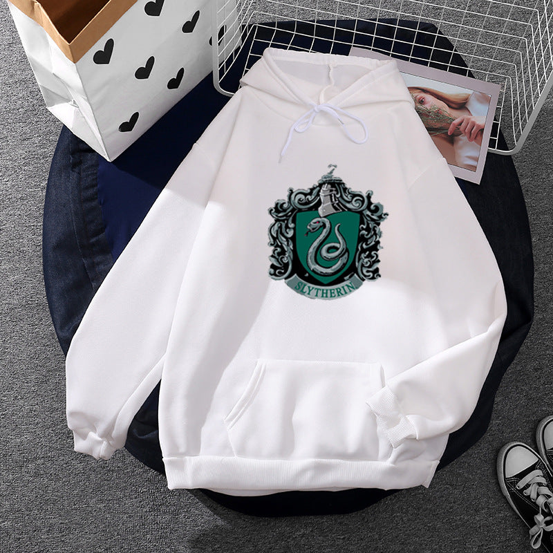 Damen nan gemütlicher Kapuzenpullover im Oversize-Cut mit heraldischem Schlangenwappen und weichem Fleece-Innenfutter Drune
