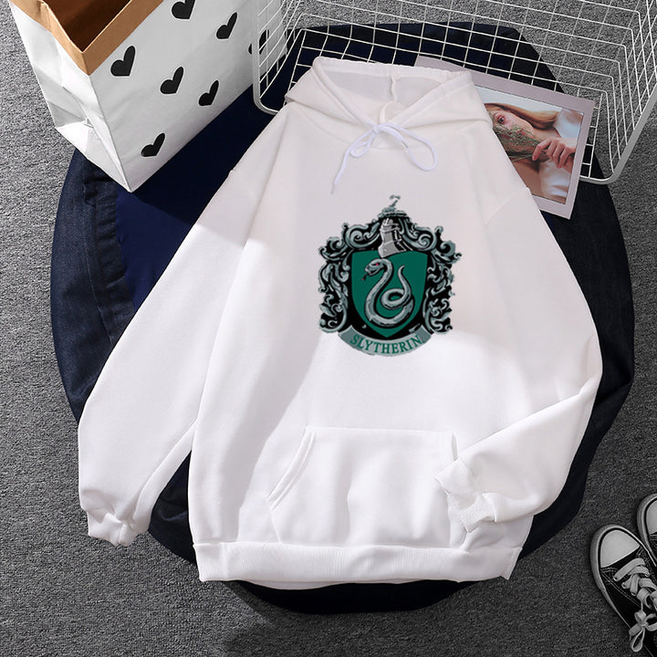 Damen nan gemütlicher Kapuzenpullover im Oversize-Cut mit heraldischem Schlangenwappen und weichem Fleece-Innenfutter Drune