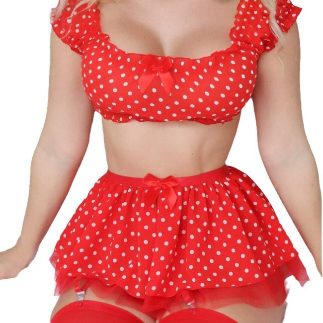 Damen Polka Dot Off-Shoulder Unterwäsche Set Drune