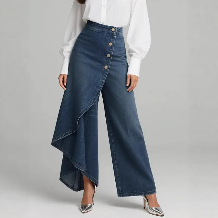 Damen Jeansrock mit asymmetrischem Schnitt und Knopfdetails Drune