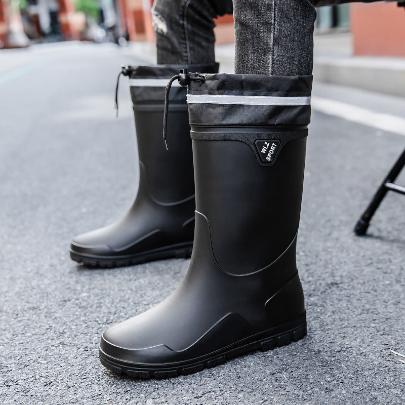 Herren Outdoor-Gummistiefel mit Thermokragen, Zugkordelverschluss und rutschfester Profilsohle Drune