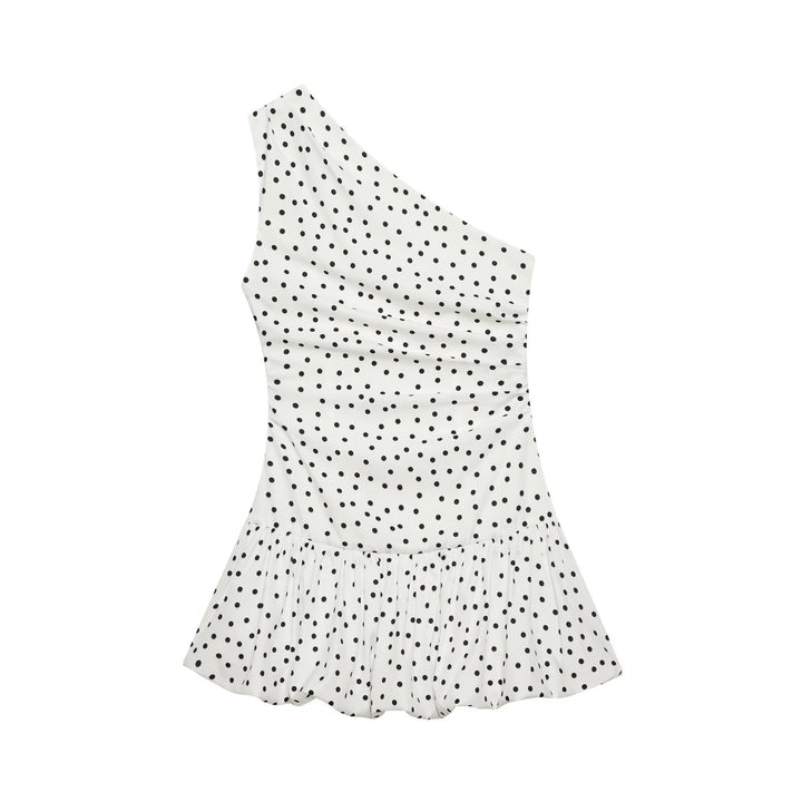 Damen Polka-Dots Minikleid mit asymmetrischem Ausschnitt Drune