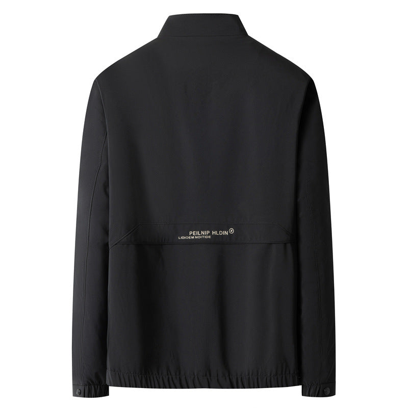 Herren Leichte City-Utility-Jacke mit Stehkragen, verdeckter Frontleiste und Reißverschlusstaschen Drune