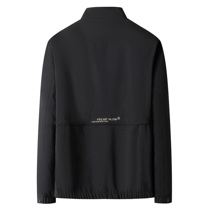 Herren Leichte City-Utility-Jacke mit Stehkragen, verdeckter Frontleiste und Reißverschlusstaschen Drune