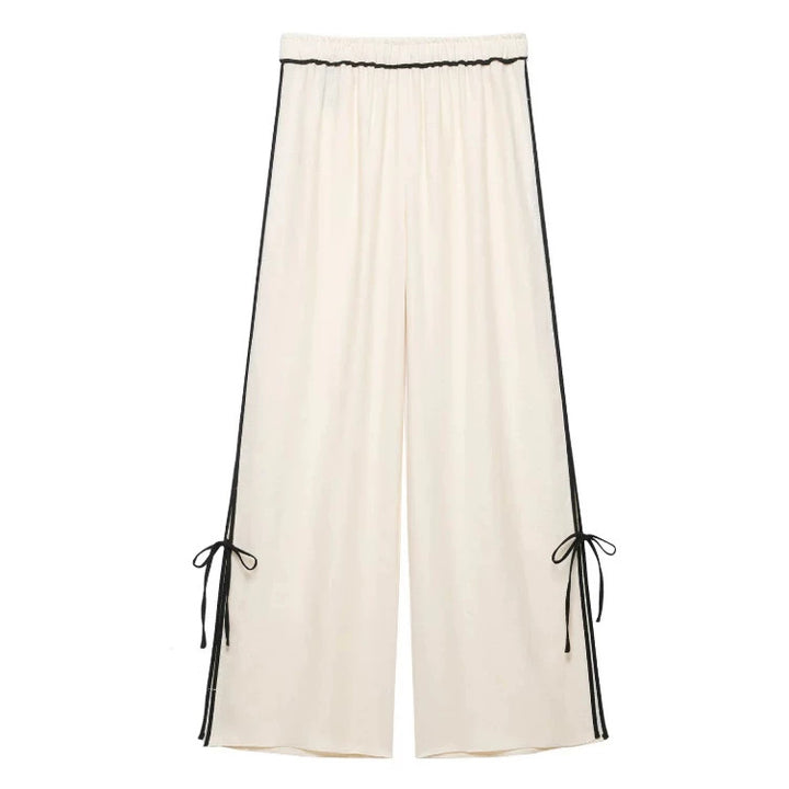 Damen Weite plissierte Loungehose mit elastischem Bund Drune