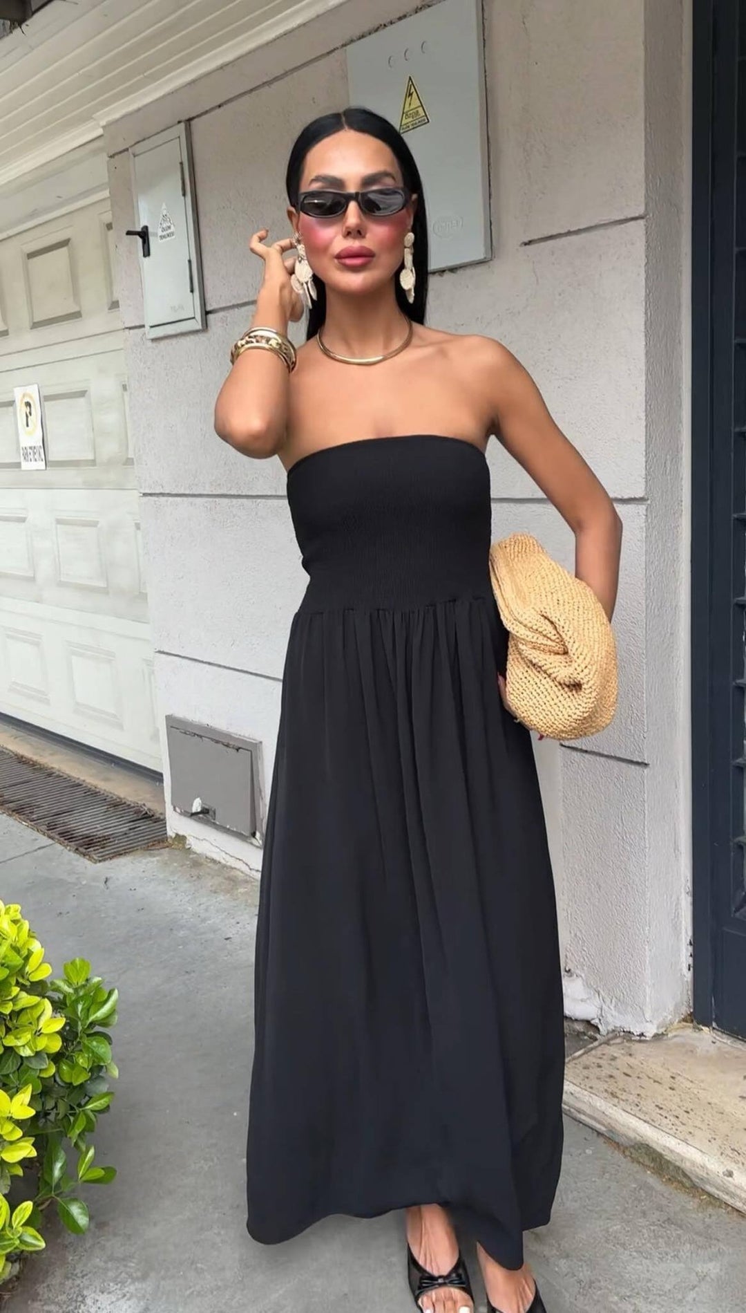 Damen Strickmaxikleid mit elastischem Oberteil Drune