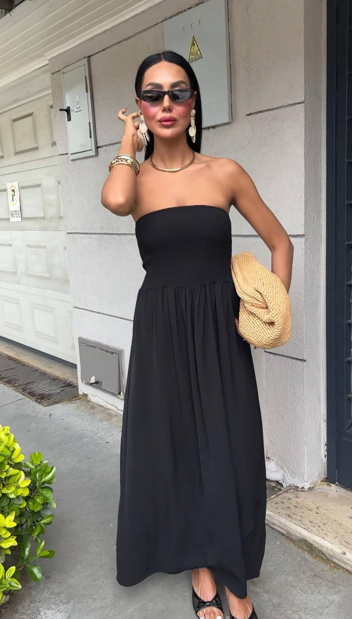 Damen Strickmaxikleid mit elastischem Oberteil Drune