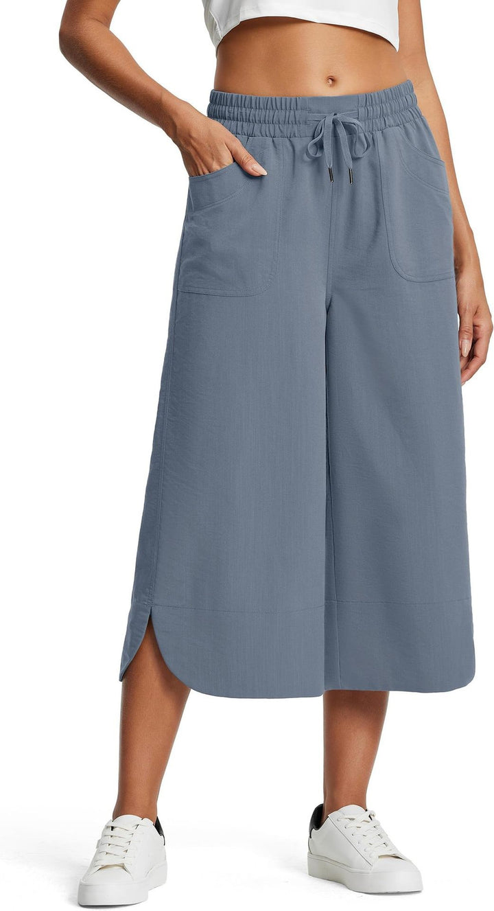 Damen lässige Culotte mit elastischem Bund und praktischen Seitentaschen Drune