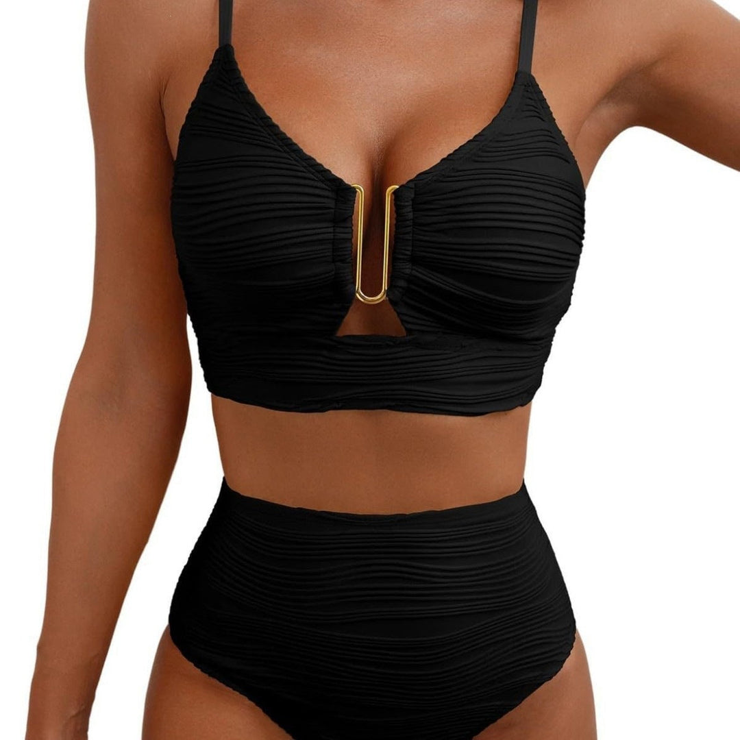 Damen Hochgeschnittener Bikini mit Raffungen Drune
