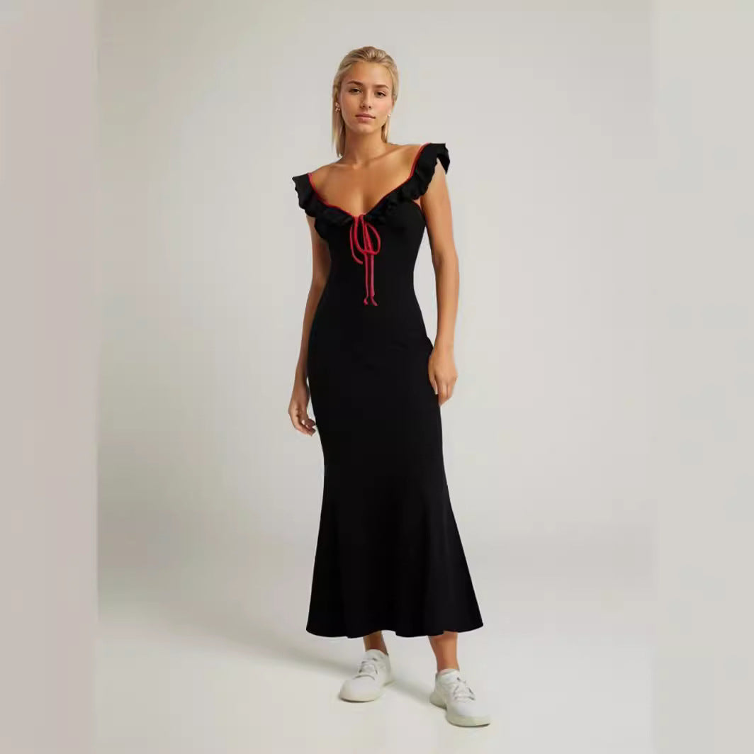 Damen Fließendes Maxikleid mit Rüschendetails Drune