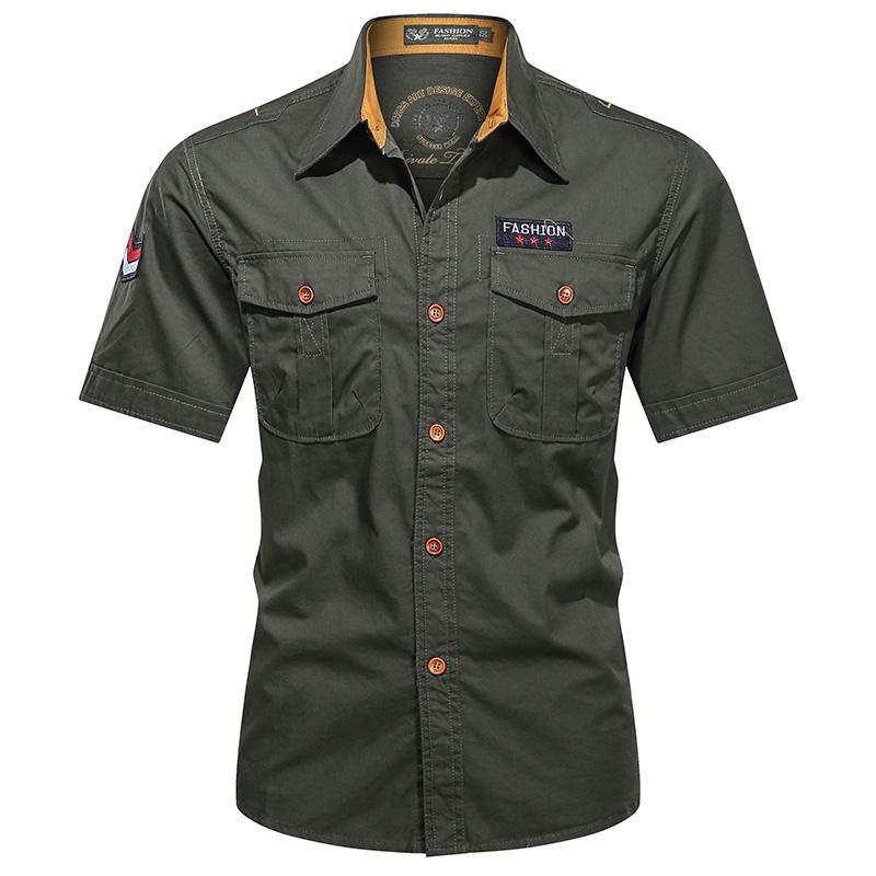Men's  utility long-sleeve cotton work shirt with dual chest pockets Drune