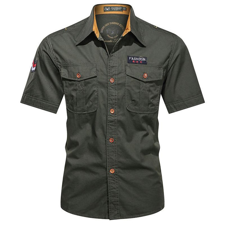 Men's  utility long-sleeve cotton work shirt with dual chest pockets Drune
