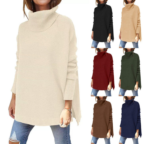 Damen komfortabler Rollkragenpullover mit weichem Strickmuster Drune