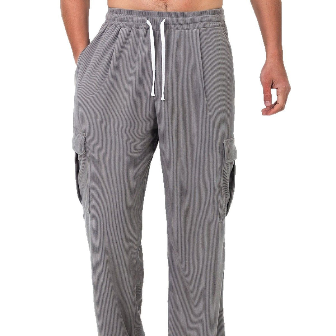 Herren Cord-Optik Cargo-Jogger mit Tunnelzug, elastischem Bund und aufgesetzten Klapptaschen Drune