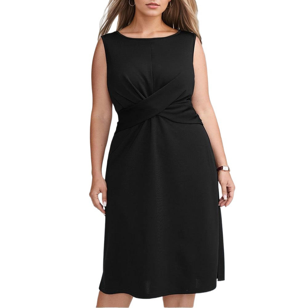 Damen Midikleid mit eleganten Drapierungen und figurbetontem Schnitt Drune