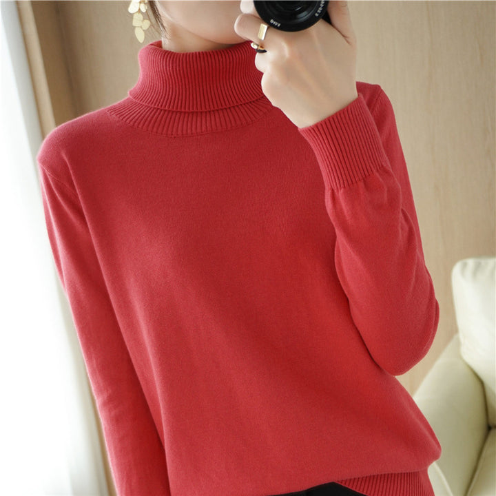 Damen Minimalistischer Feinstrick-Rolli mit hohem Rippkragen und schmaler Passform Drune