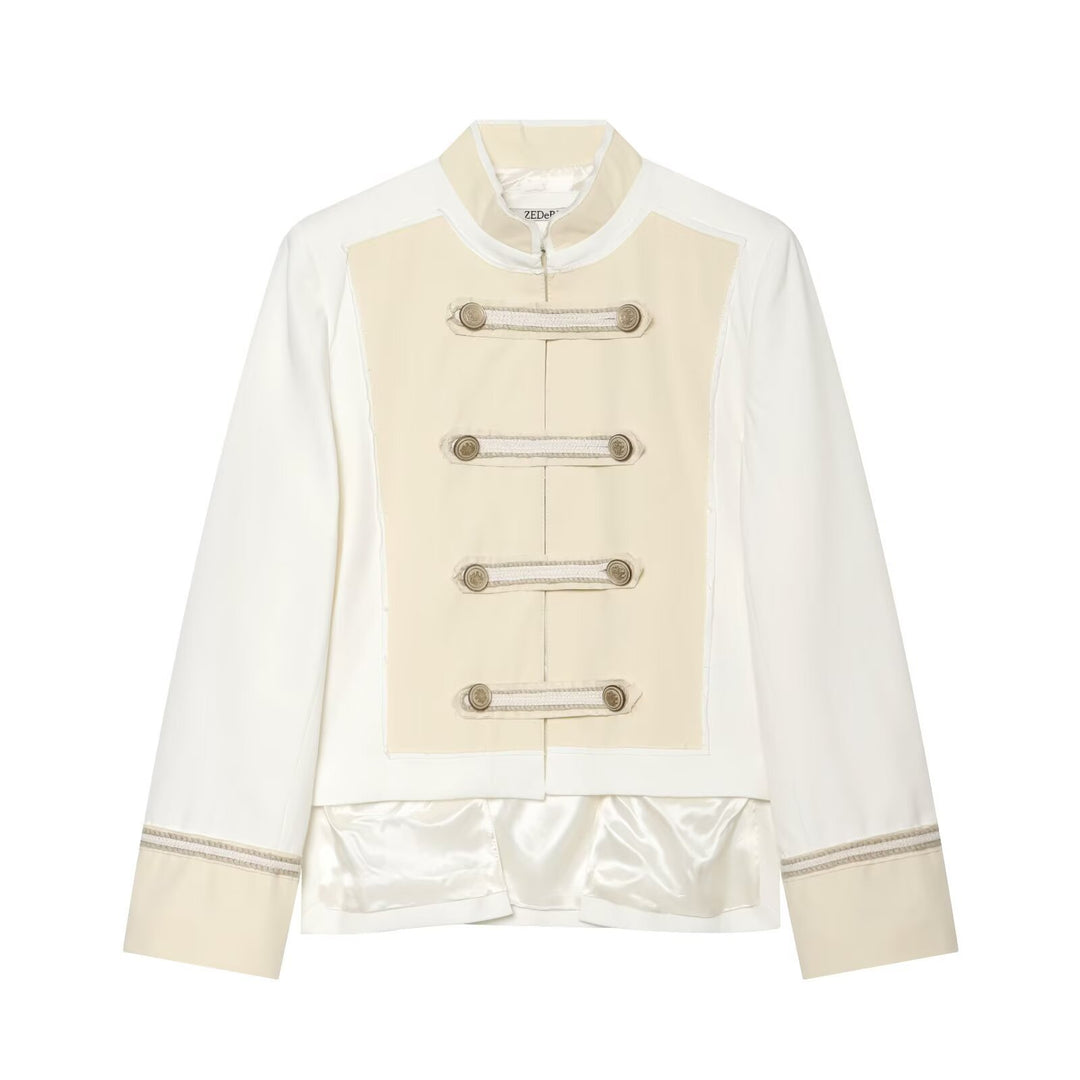 Damen Militärisch inspirierte Kurzjacke mit Zierknopfleiste Drune